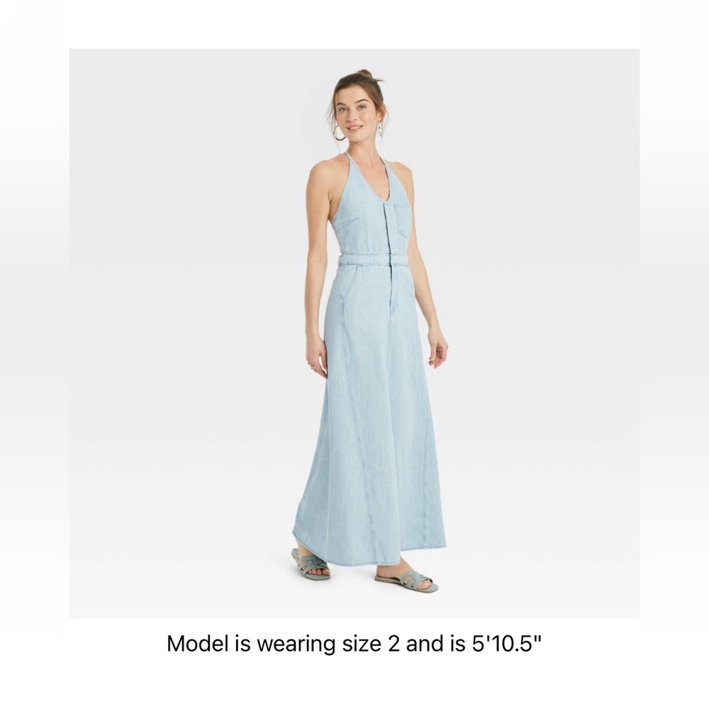 Women's Halter Neck Denim Maxi Dress - Universal Thread Blue
